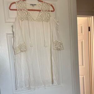 White Lace Cold Shoulder Dress, Size Small